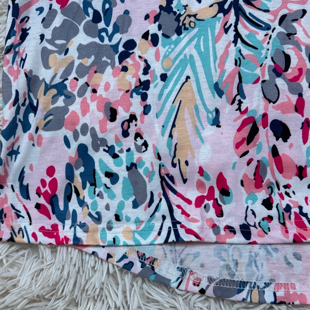 🎉HP🎉 Boutique Floral Print Bubble Sleeve Top 💗 White Pink & Blue - Picture 12 of 14